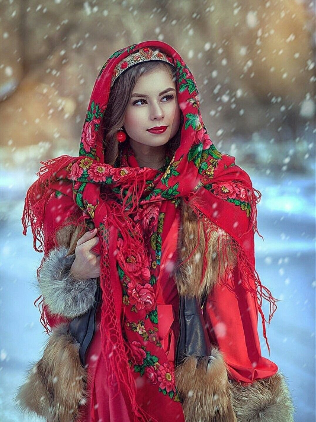 Beautiful girl Women in Slavic costumes in Anqing